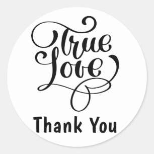 Adesivo Obrigado Preto e Branco Amor Verdadeiro Corações C