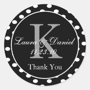 Adesivo Obrigado preto e branco das bolinhas você