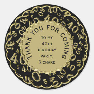 Adesivo Obrigado preto e ouro do teste padrão de 40