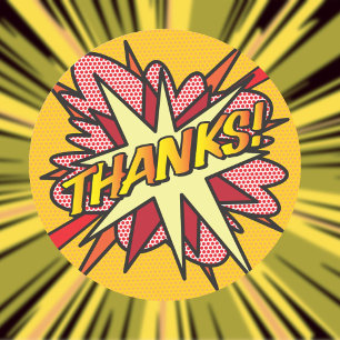 Adesivo OBRIGADO Quadrinho Divertido Moderno Agradecimento