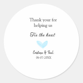 Adesivo obrigado que amarre o nó azul do casamento.