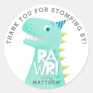 Adesivo Obrigado que da festa de aniversário do dinossaur