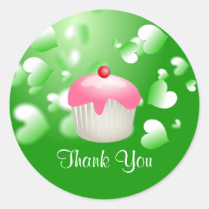 Adesivo Obrigado que verde bonito do cupcake do partido
