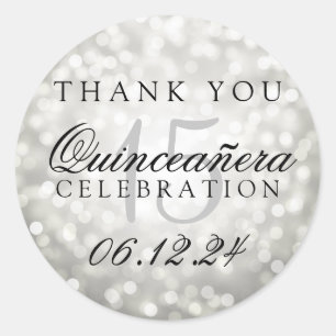 Adesivo Obrigado Quinceanera Birthday Silver Bokeights