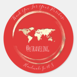 Adesivo Obrigado Red Dourado Mapa do Mundo Viajando Globo