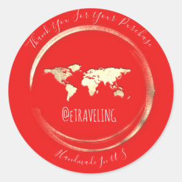 Adesivo Obrigado Red Dourado Mapa do Mundo Viajando Globo