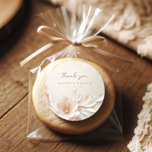 Adesivo Obrigado romântico de casamento floral rosa você