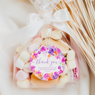 Adesivo Obrigado Romântico pastel roxo laranja floral