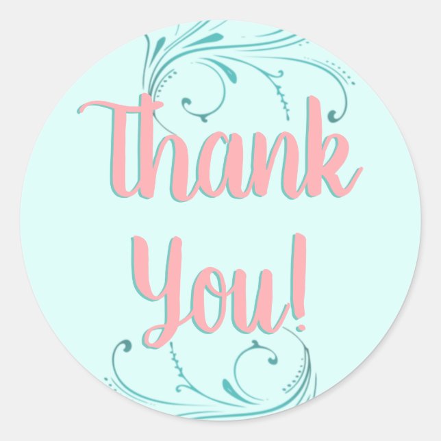 Adesivo Obrigado! Rosa, Azul Água e Verde Moderno (Frente)