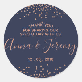 Adesivo Obrigado Rosa Dourado e Marinho Blue Confetti Stic