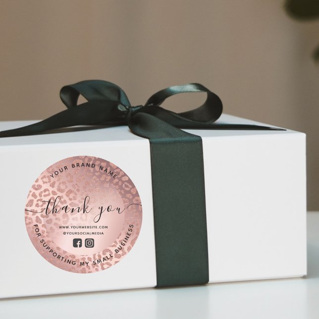 Adesivo Obrigado Rosa Dourado Impressão Animal (Criador carregado)