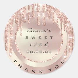 Adesivo Obrigado Rosa Drips Sweet 16th Glitter 15 VIP