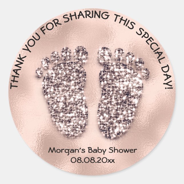 Adesivo Obrigado Rosa Espinho Glitter Chá de fraldas Favor (Frente)