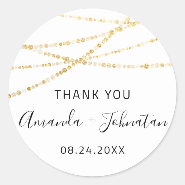 Adesivo Obrigado Rosa Nome Data Luzes Douradas Simplesment (Frente)