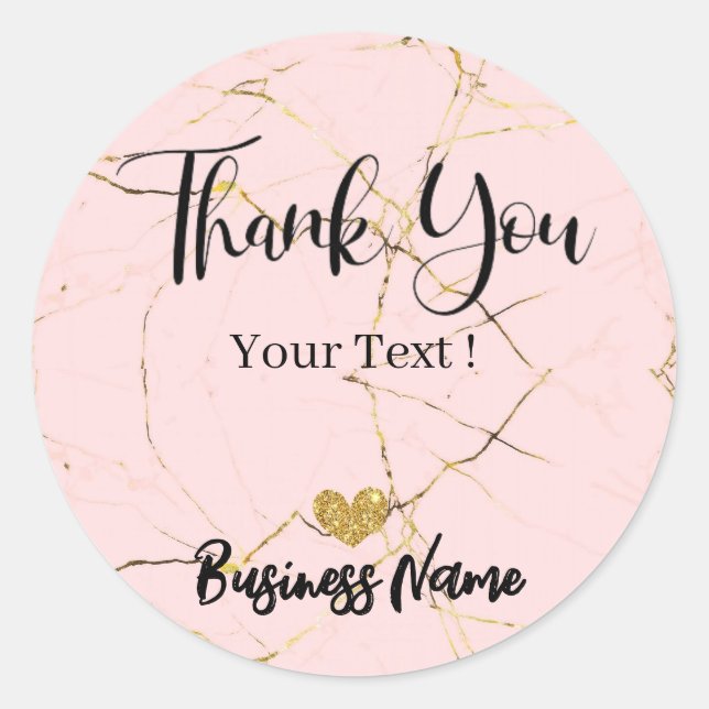 Adesivo Obrigado Rosa personalizado Dourado (Frente)