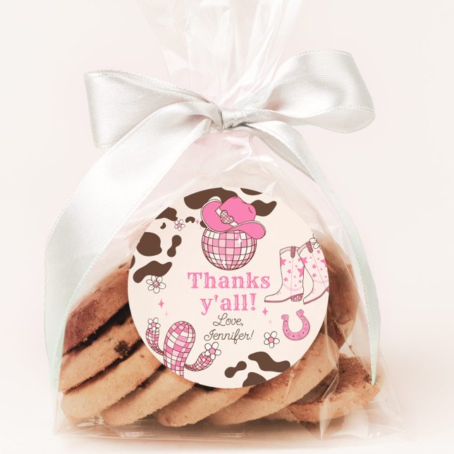 Adesivo Obrigado rosa-rosa-menina do Western First Rodeo (Criador carregado)