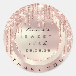 Adesivo Obrigado Rose Drips Sweet 16º Brilho 15º Faísca