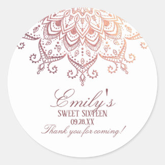 Adesivo Obrigado Rose Gold Mandala Sweet 16