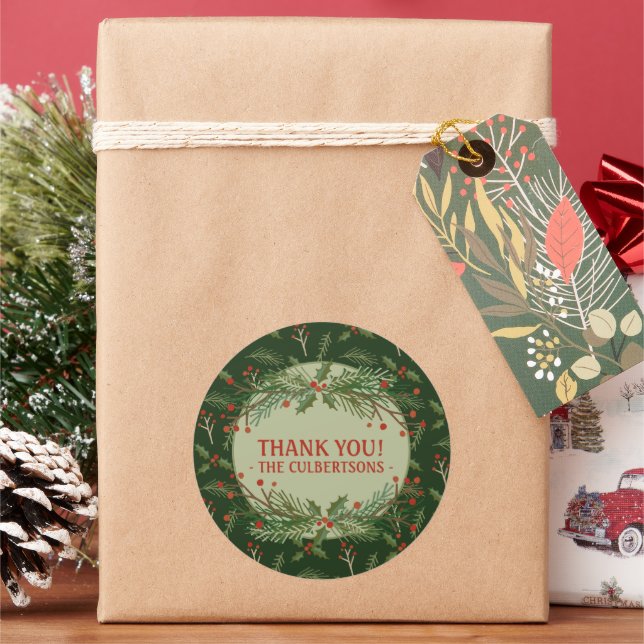 Adesivo Obrigado Rótulo redondo para presente de Natal (Feriado)