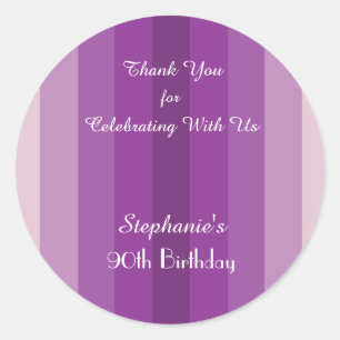 Adesivo Obrigado roxo da listra você etiqueta, personaliz