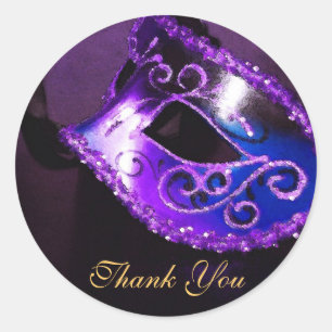Adesivo Obrigado roxo da máscara de Masqurade você