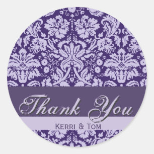 Adesivo OBRIGADO ROXO do casamento tema damasco da AMEIXA