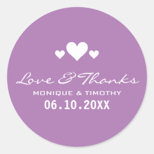 Adesivo Obrigado roxo macio do casamento dos queridos voc