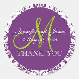 Adesivo Obrigado roxo verde do favor do casamento tema