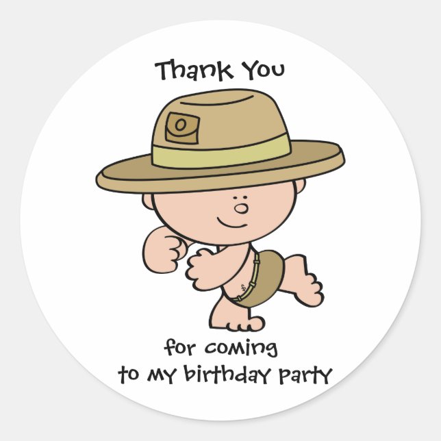 Adesivo Obrigado Safari Explorer Birthday GiftTag Sticker (Frente)