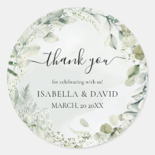 Adesivo Obrigado Sage Green Foliage Rustic Weding Favor