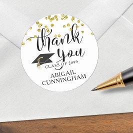 Adesivo Obrigado Script Confete Dourado de Formatura