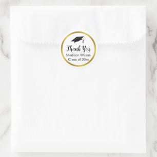 Adesivo Obrigado Script Graduação Preto Branco Dourado