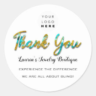 Adesivo Obrigado Script Nome Compro Logotipo da Web Boutiq