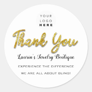 Adesivo Obrigado Script Nome Compro Logotipo Web Boutique