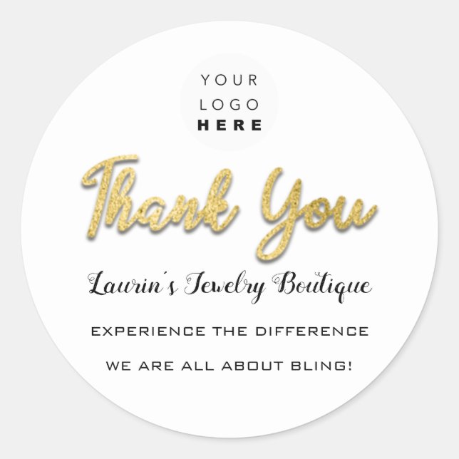 Adesivo Obrigado Script Nome Compro Web White Dourado (Frente)