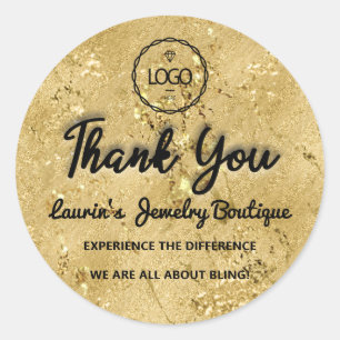 Adesivo Obrigado Script Nome Logotipo Personalizado Glitte