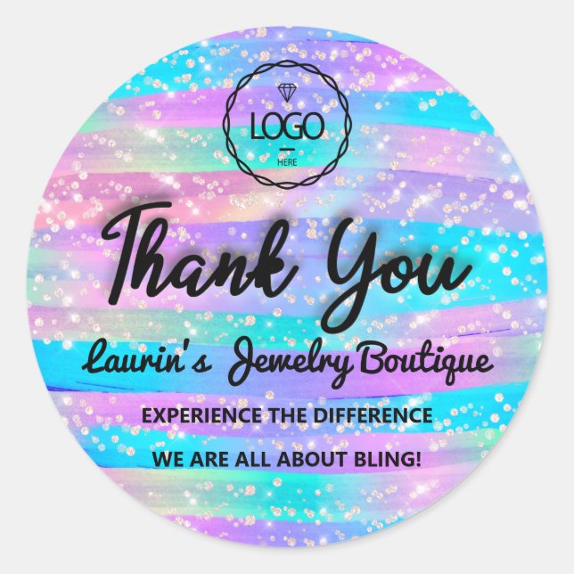 Adesivo Obrigado Script Nome Web Traços Mermaid Blue (Frente)