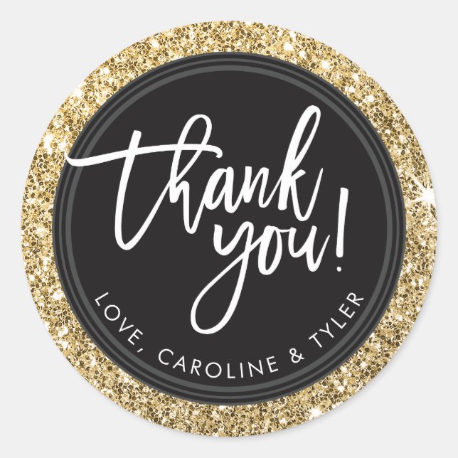 Adesivo OBRIGADO SEAL moderno brilho dourado (Frente)