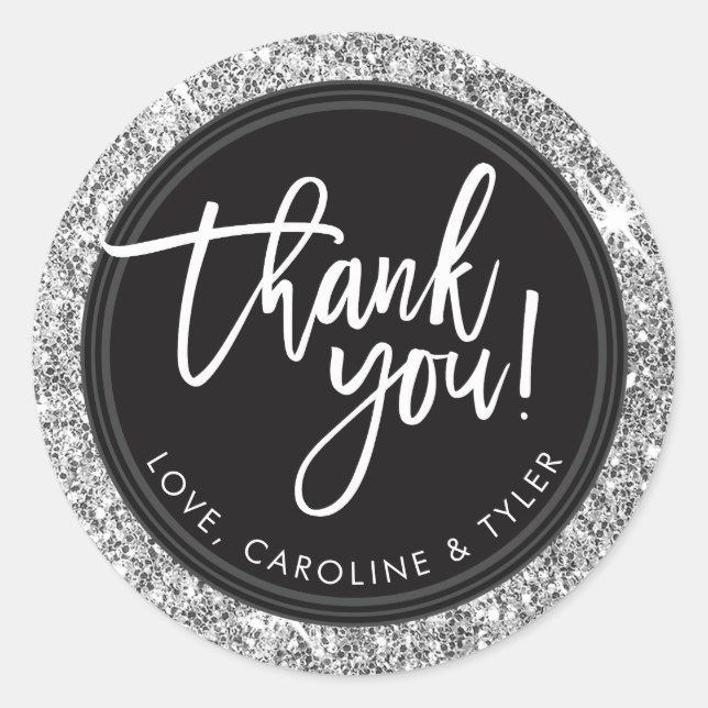 Adesivo OBRIGADO SEAL moderno letTERista prateado (Frente)