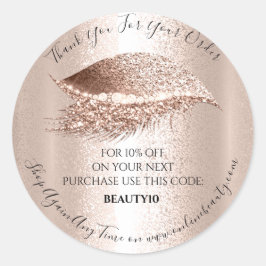 Adesivo Obrigado Solicitar logotipo Desconto Rosa Lash Mak