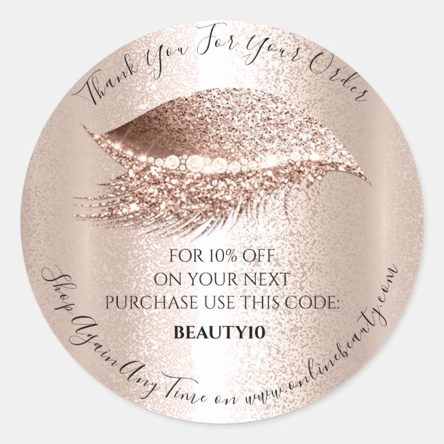 Adesivo Obrigado Solicitar logotipo Desconto Rosa Lash Mak (Frente)