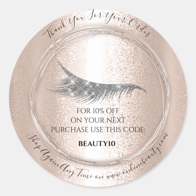 Adesivo Obrigado Solicitar Logotipo Lashes de Código de De (Frente)