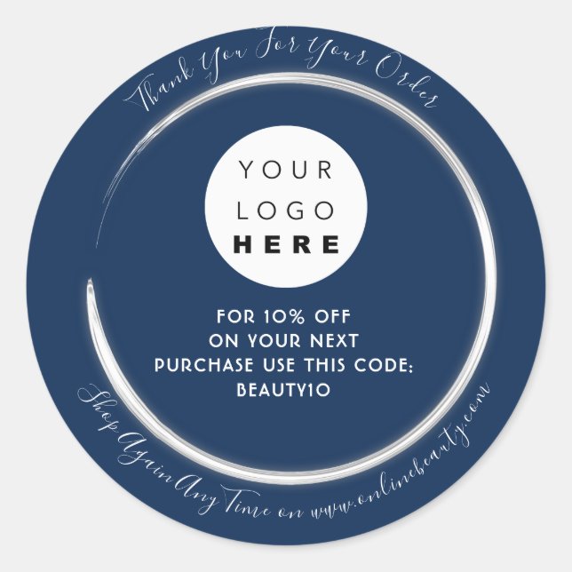 Adesivo Obrigado Solicitar Nome de Logotipo Personalizado  (Frente)