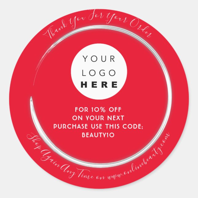 Adesivo Obrigado Solicite Nome de Logotipo Personalizado D (Frente)