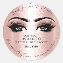 Adesivo Obrigado Solicite o logotipo Desconto Rosa Lash Ol