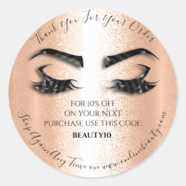 Adesivo Obrigado Solicite o logotipo Desconto Rosa Lashes 