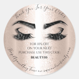 Adesivo Obrigado Solicite o logotipo Desconto Rosa Lashes 