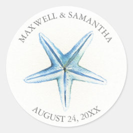 Adesivo Obrigado Sticker Blue Starfish Beach Casamento