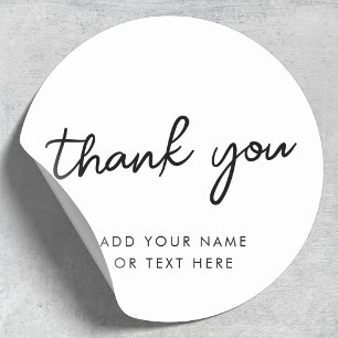 Adesivo Obrigado Sticker   Tipografia Minimalista Branco