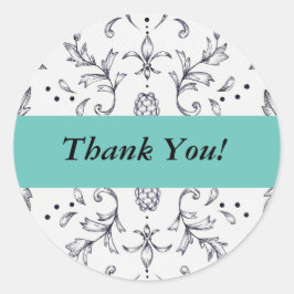 Adesivo Obrigado Stickers Damask Black and Teal